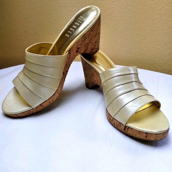 Nickels 'Mars Cream' WEDGE SLIDE Sandals 8.5 - Picture 4 of 13